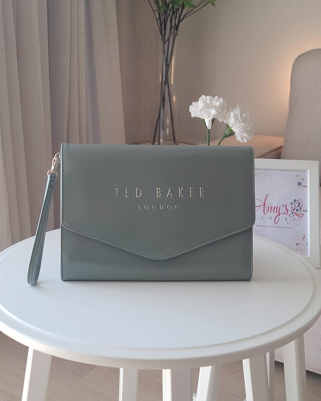 Ted Baker Patent Faux Leather Envelope Clutch