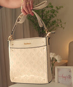 River Island Cream Embossed Monogram Messenger Bag