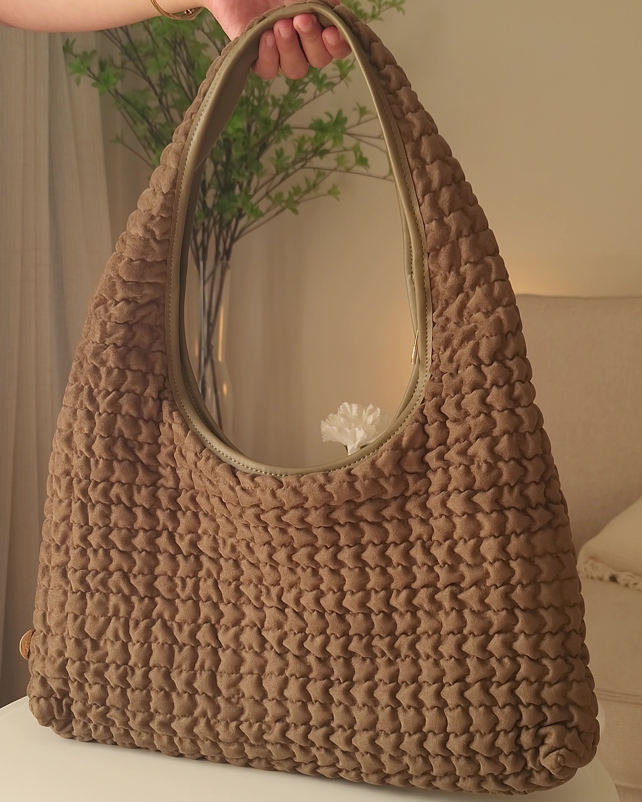 River Island Khaki Scrunch Slouch Shoulder Bag