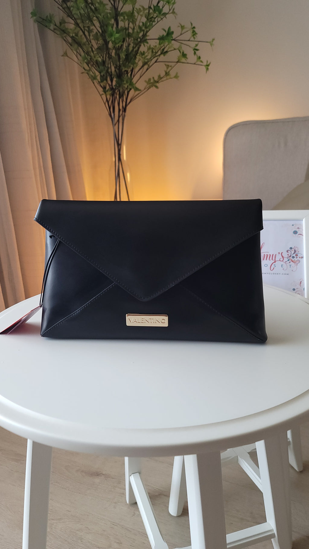Valentino Envelope Clutch Bag in Black – Detachable Shoulder Strap