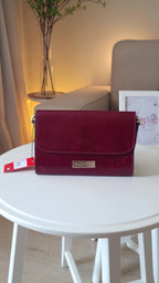 Valentino Envelope Clutch Bag in burgundy – Detachable Shoulder Strap