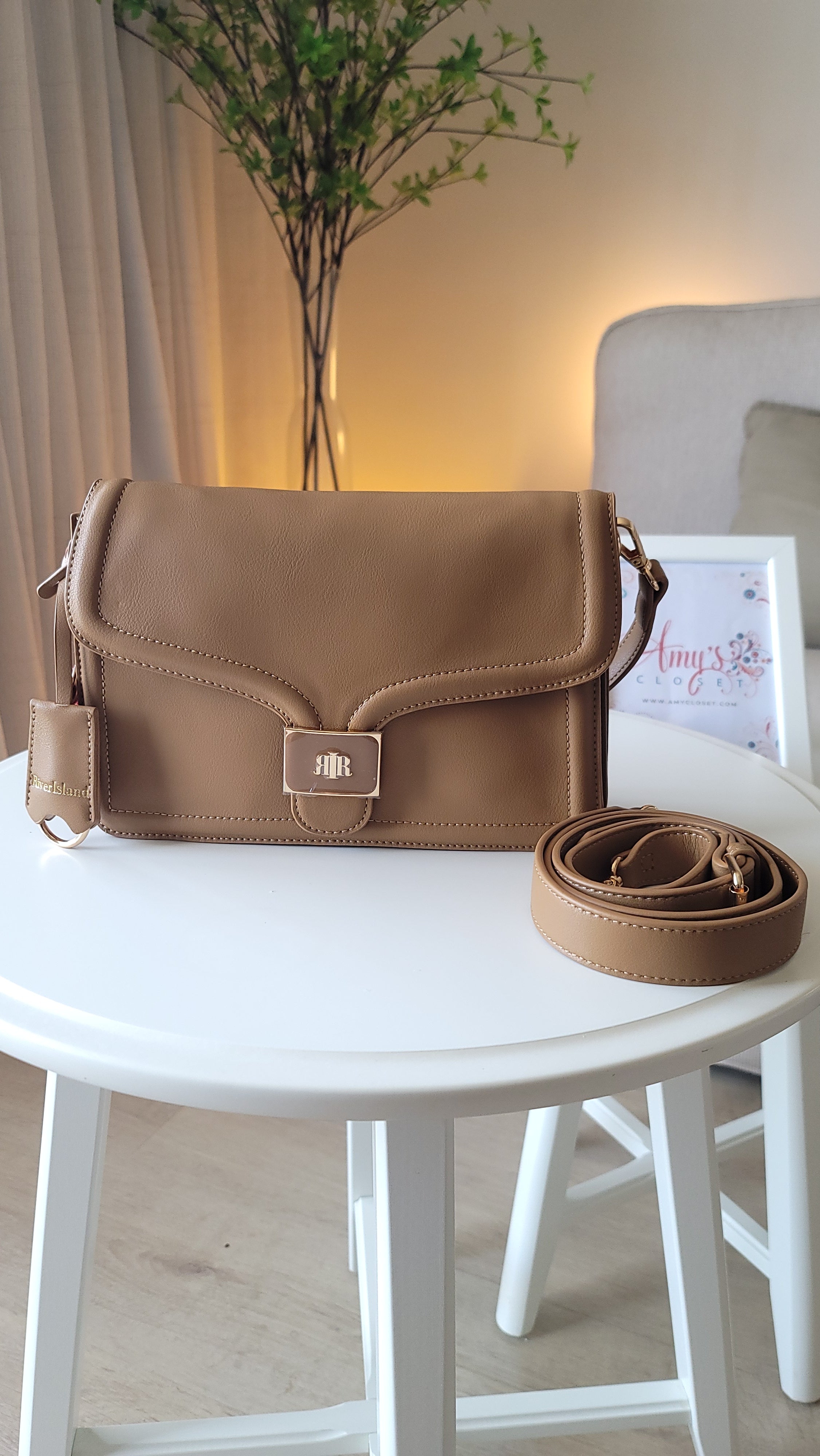 River Island Brown Slouch Tab Front Shoulder Bag