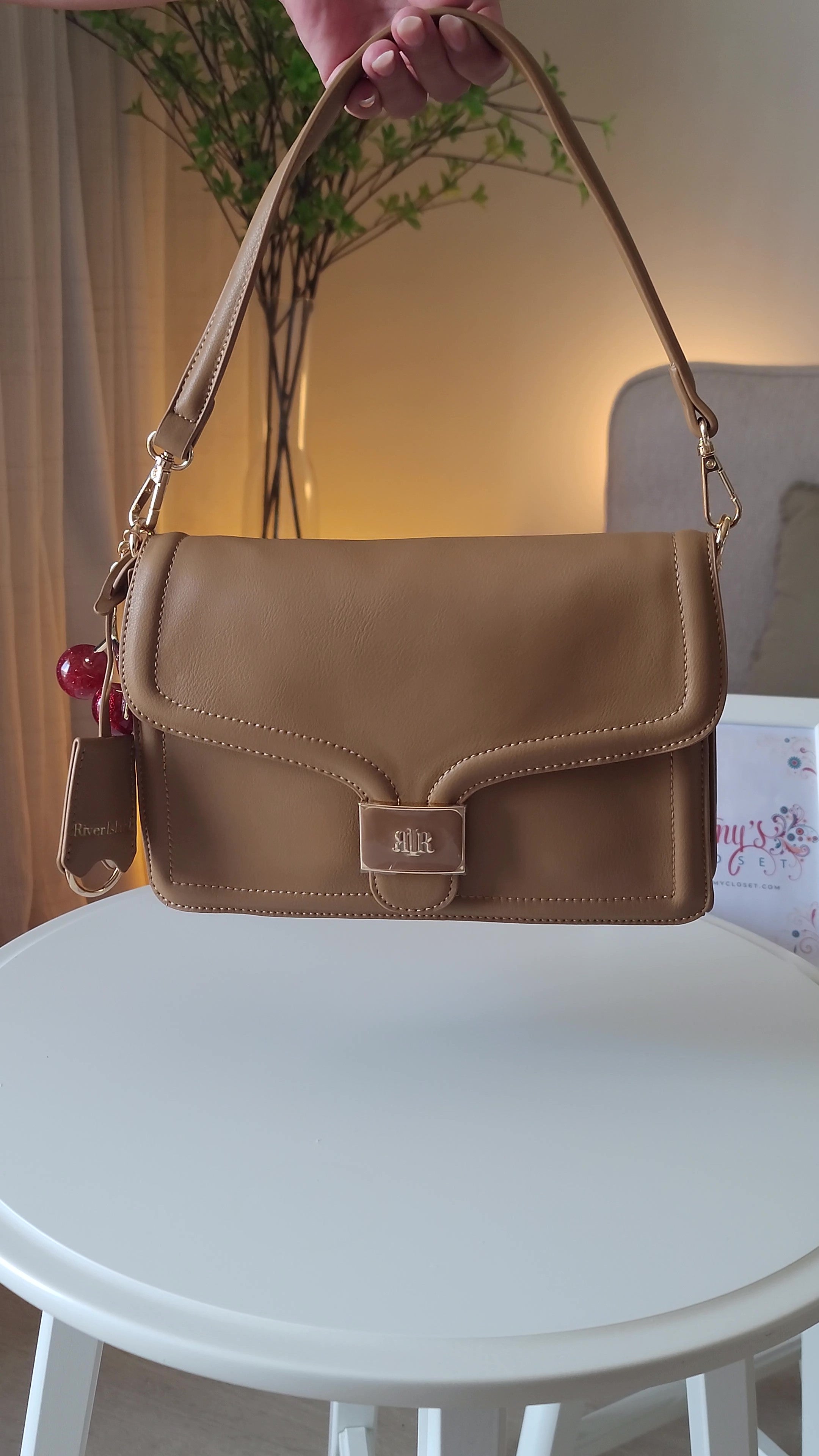 River Island Brown Slouch Tab Front Shoulder Bag