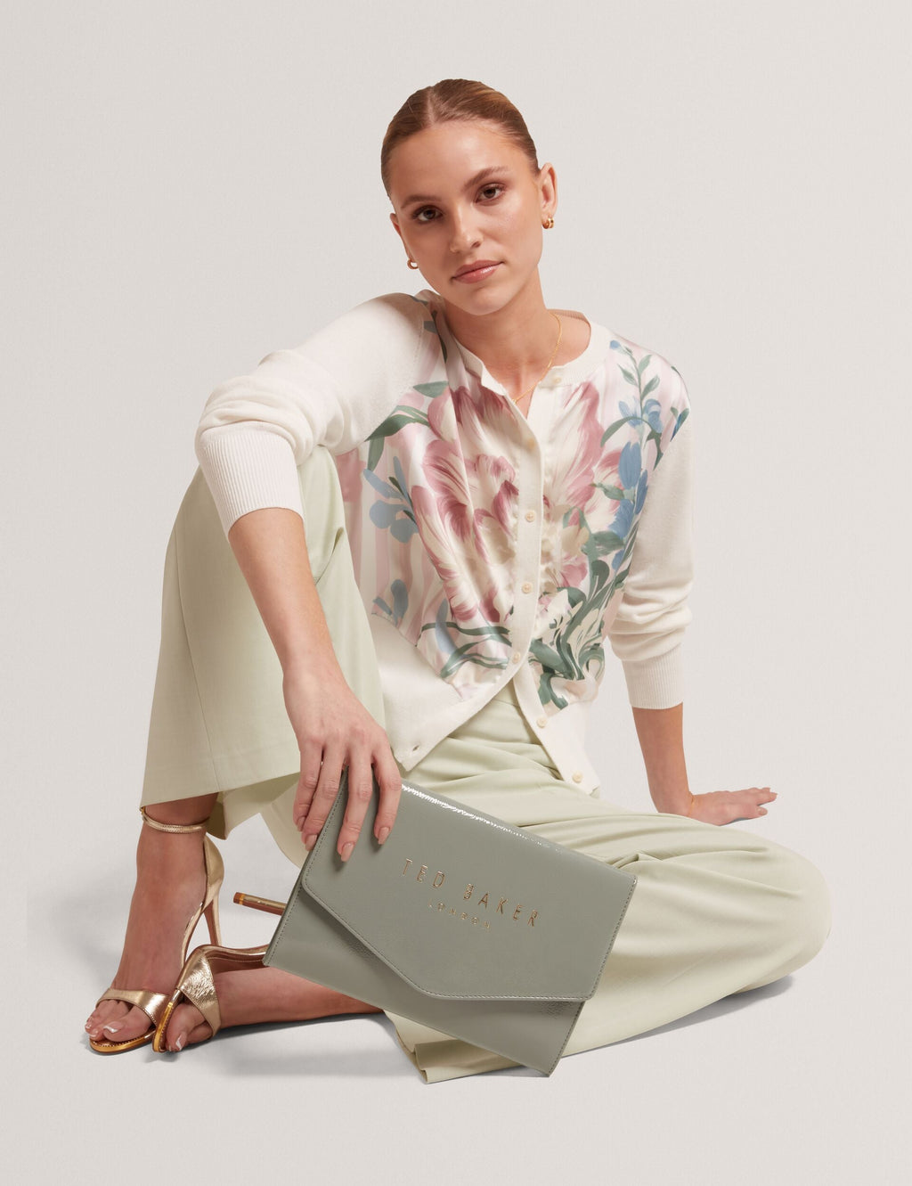 Ted Baker Patent Faux Leather Envelope Clutch