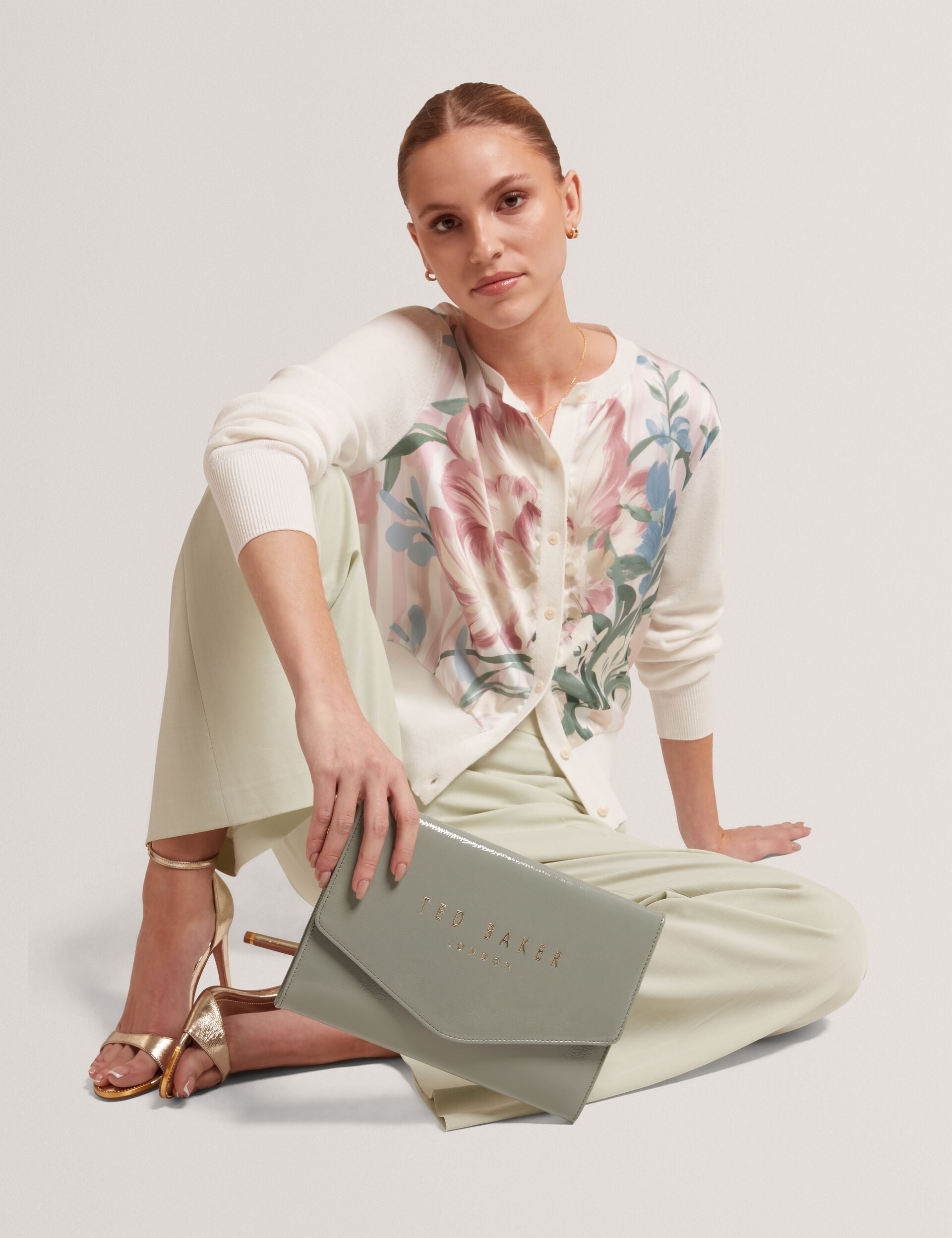 Ted Baker Patent Faux Leather Envelope Clutch
