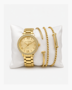 U.S. Polo Assn. Women's Gold-Tone Watch and Layering Bracelet 4-Piece Gift Set
