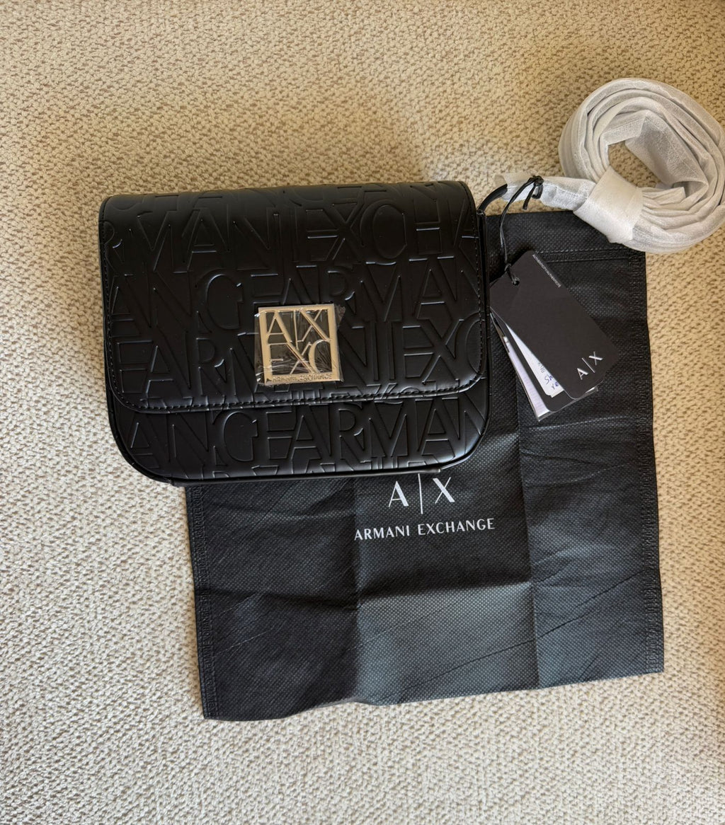 Armani Exchange Embossed Logo Flap Crossbody Bag