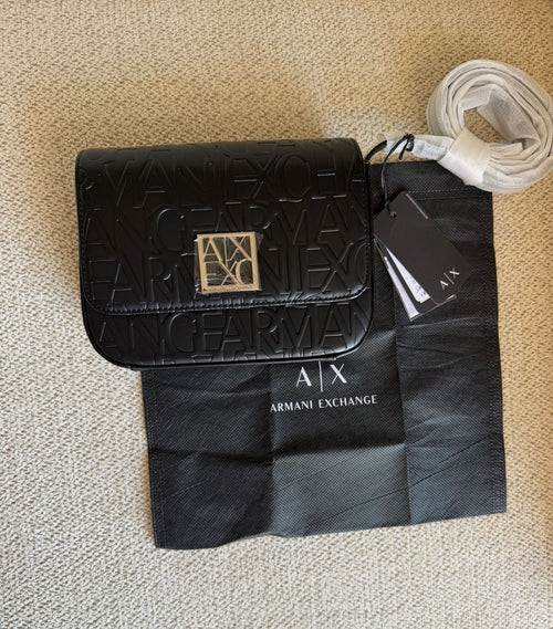 Armani Exchange Embossed Logo Flap Crossbody Bag