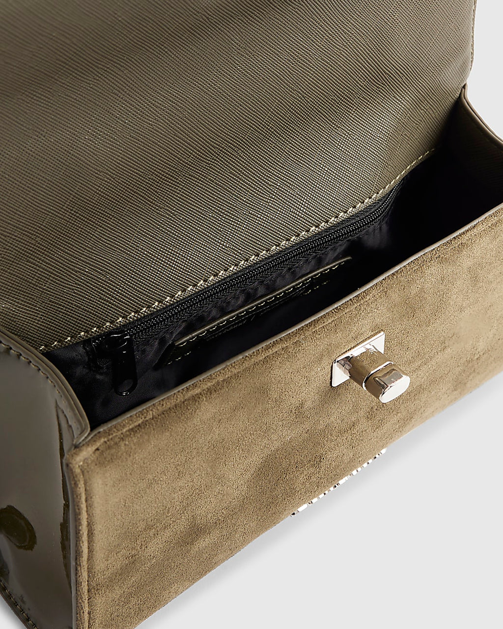 River Island Khaki Lock Front Tote Bag