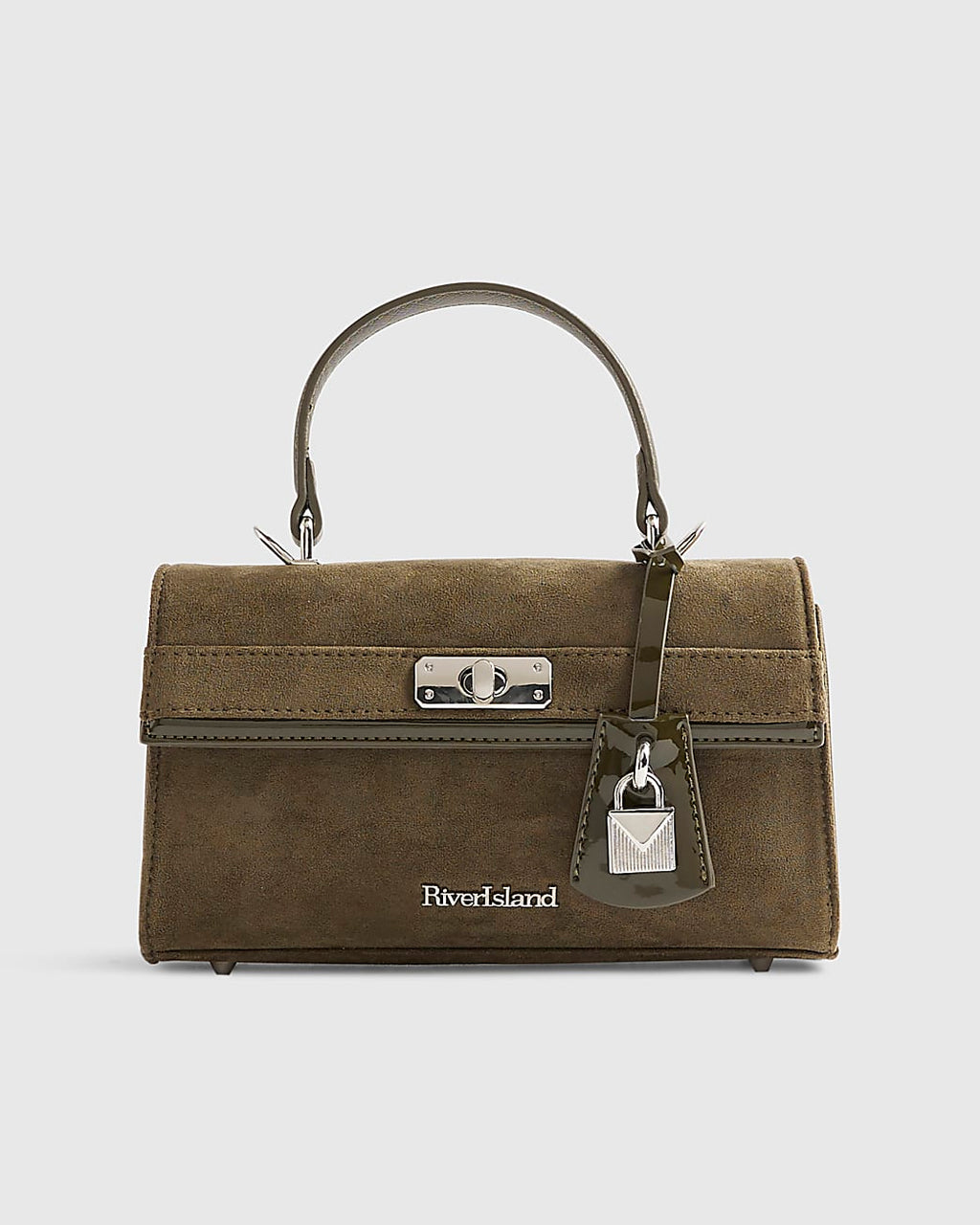 River Island Khaki Lock Front Tote Bag