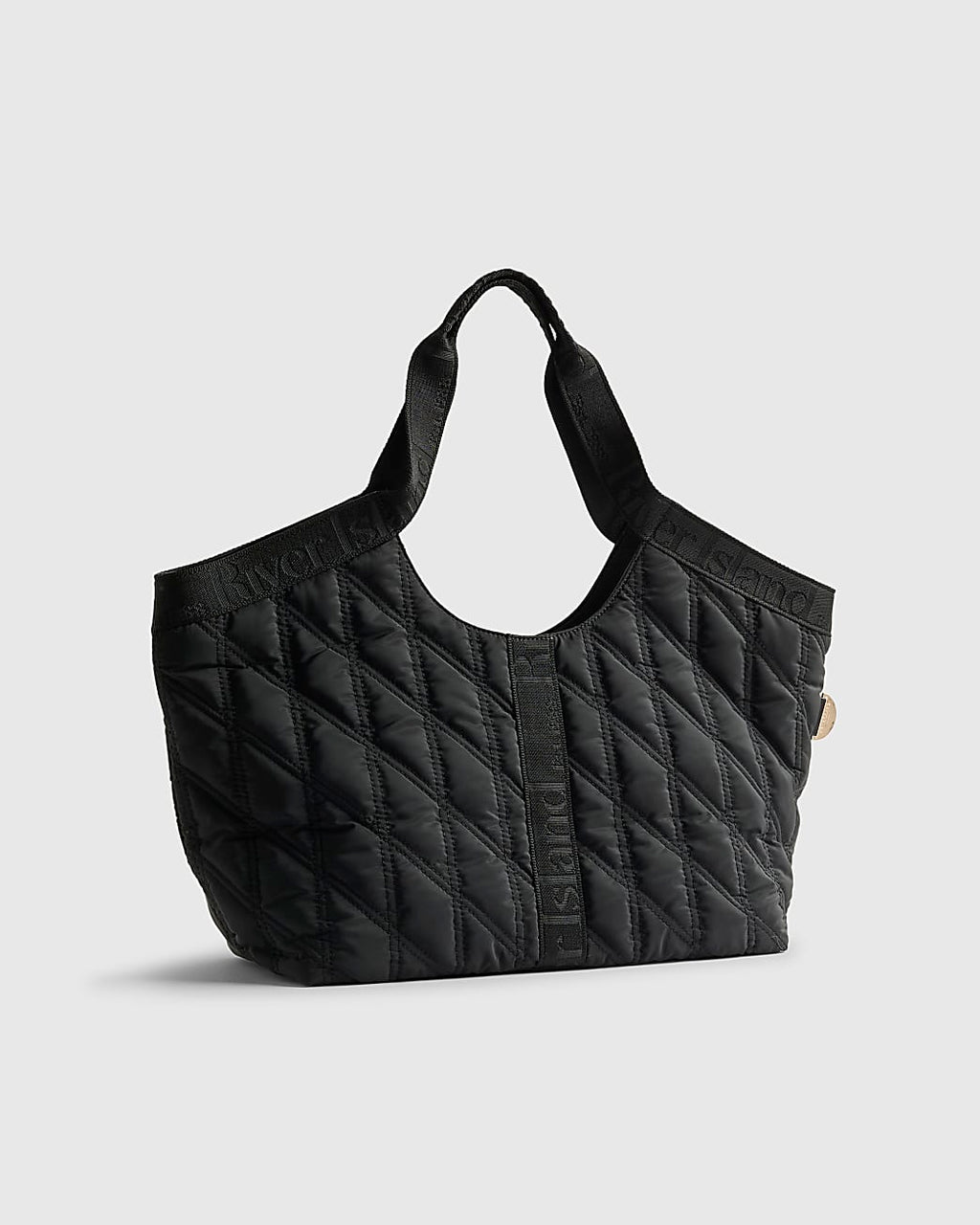 River Island Black Padded Webbing Detail Shopper Bag