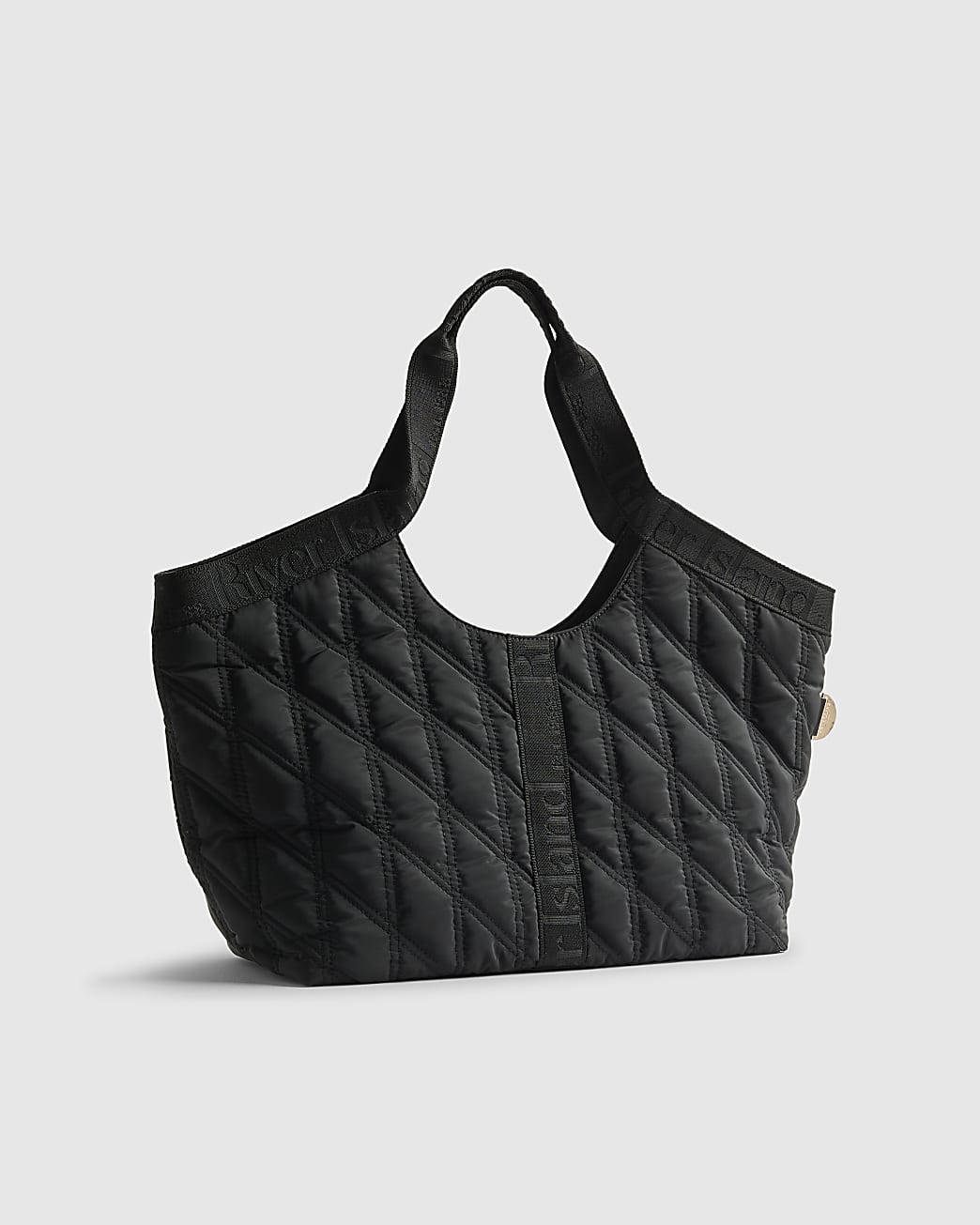 River Island Black Padded Webbing Detail Shopper Bag