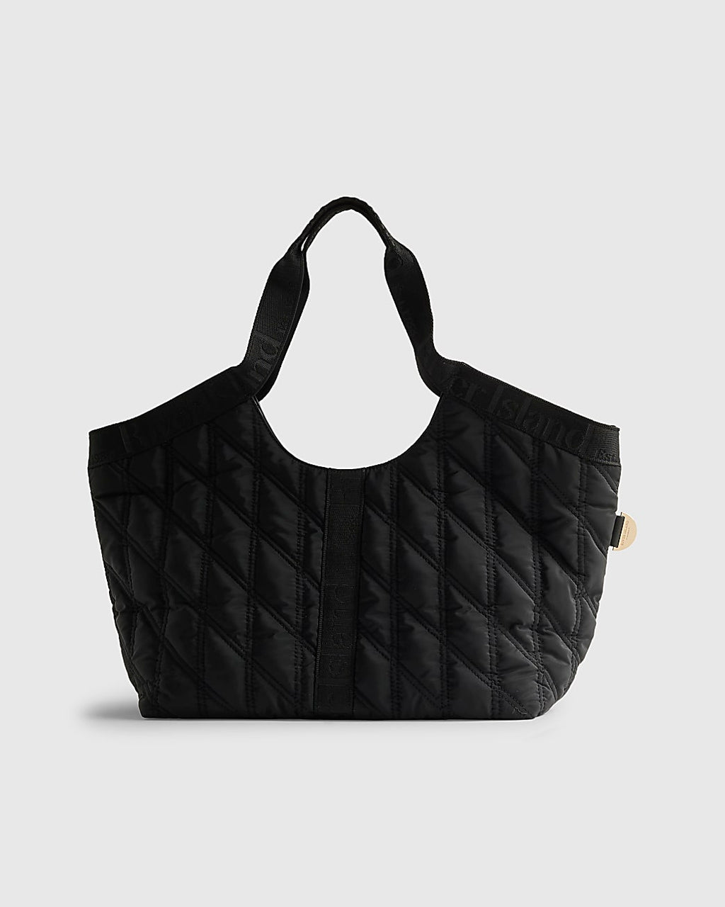 River Island Black Padded Webbing Detail Shopper Bag