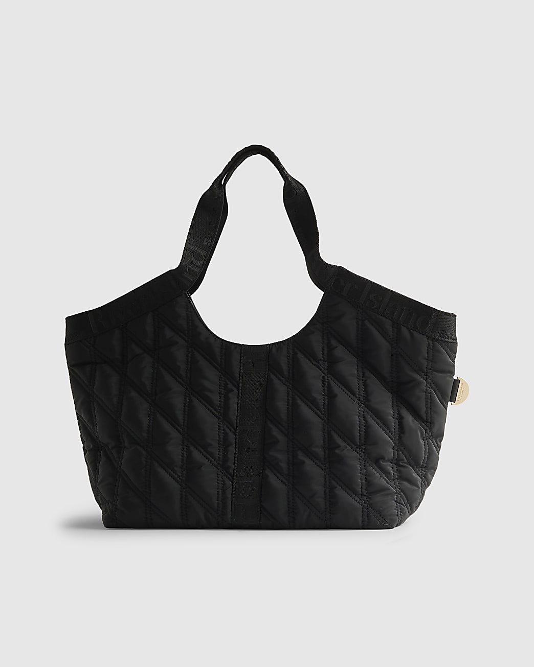 River Island Black Padded Webbing Detail Shopper Bag