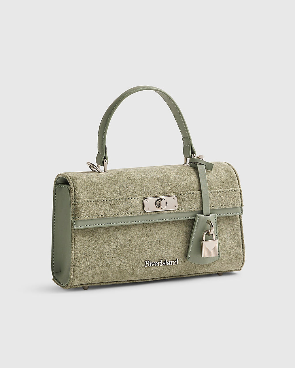 River Island Green Lock Front Tote Bag