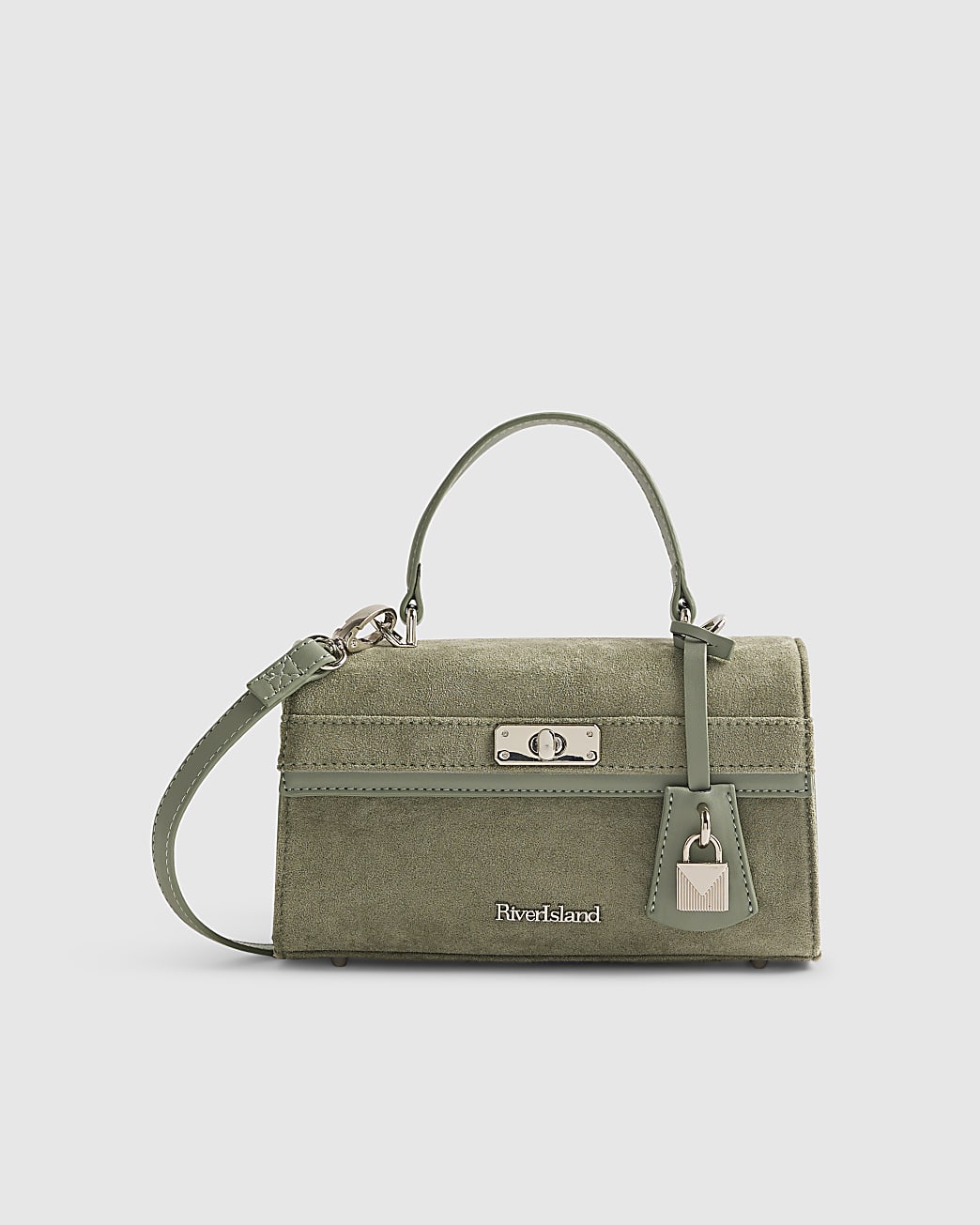 River Island Green Lock Front Tote Bag