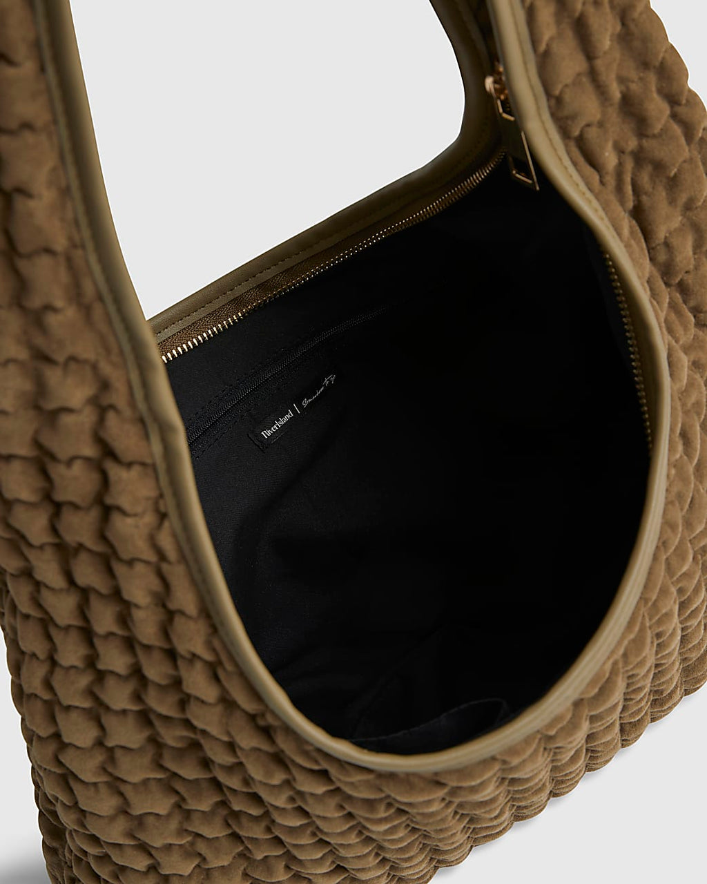River Island Khaki Scrunch Slouch Shoulder Bag