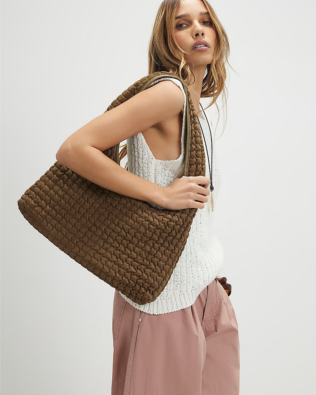 River Island Khaki Scrunch Slouch Shoulder Bag