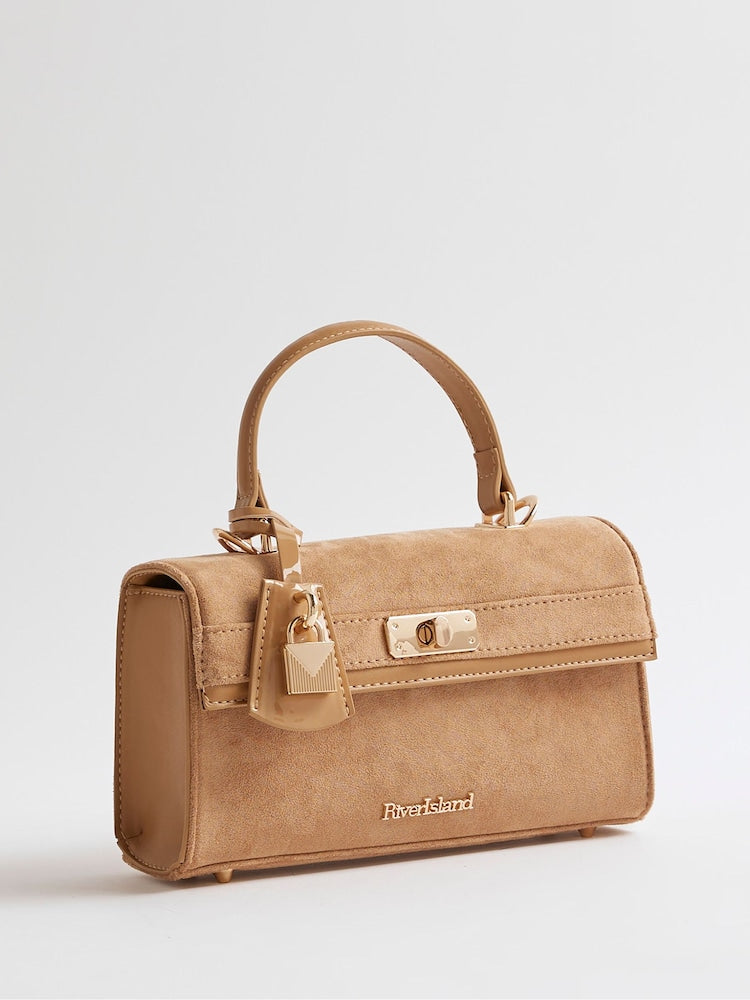River Island Brown Lock Front Tote Bag
