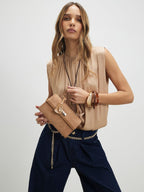 River Island Brown Lock Front Tote Bag