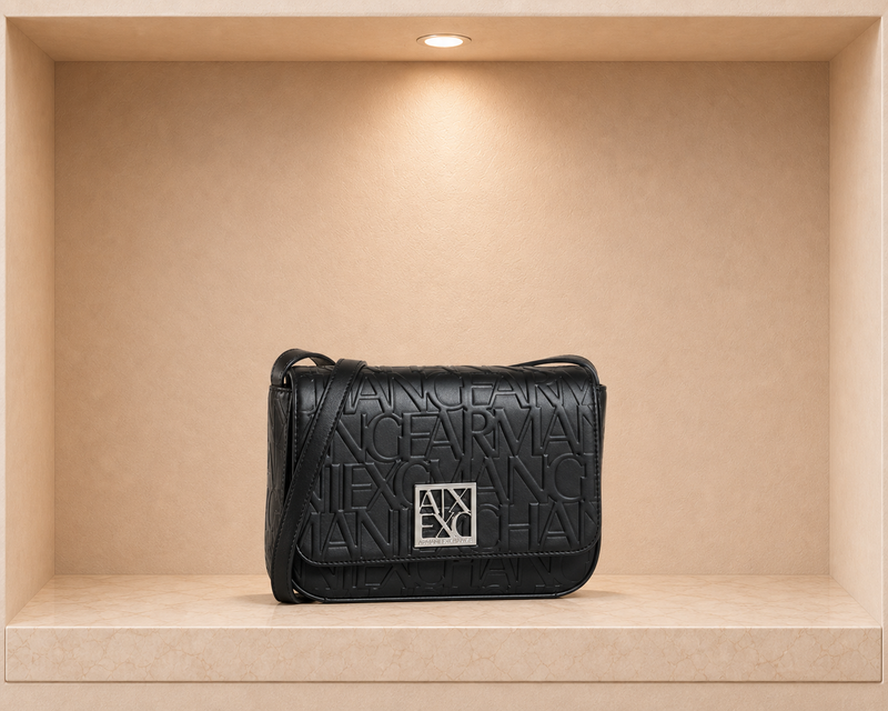 Armani Exchange Embossed Logo Flap Crossbody Bag
