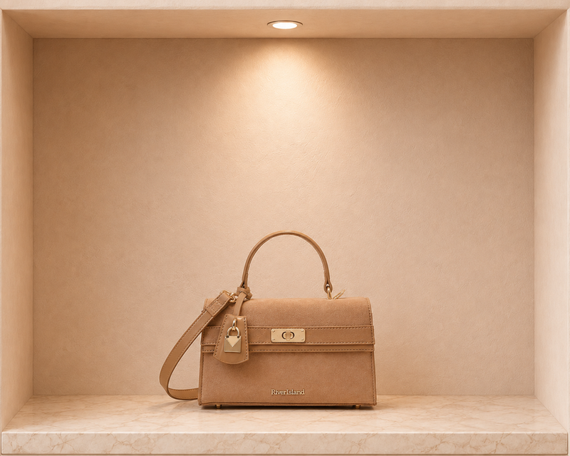 River Island Brown Lock Front Tote Bag