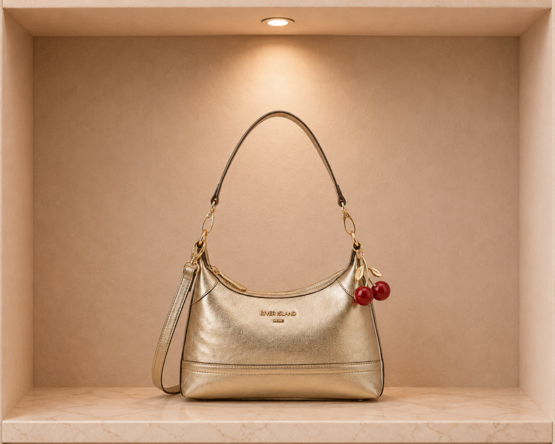 River Island metallic gold bag