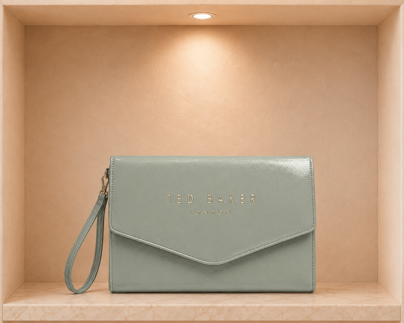 Ted Baker Patent Faux Leather Envelope Clutch