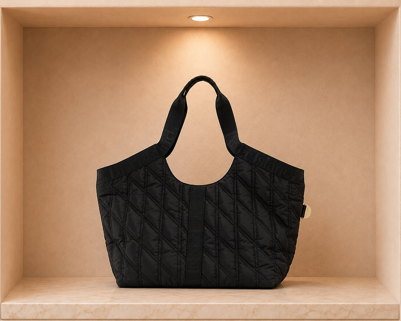 River Island Black Padded Webbing Detail Shopper Bag