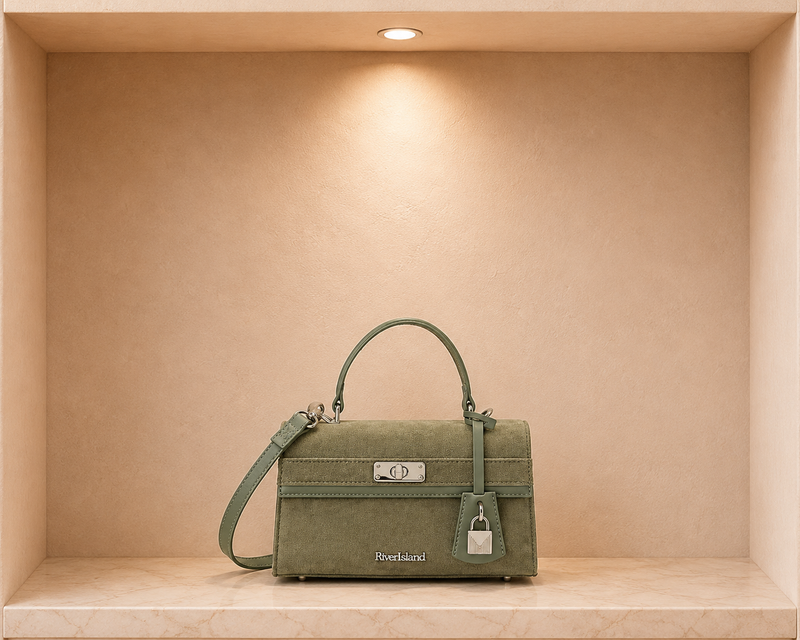 River Island Green Lock Front Tote Bag