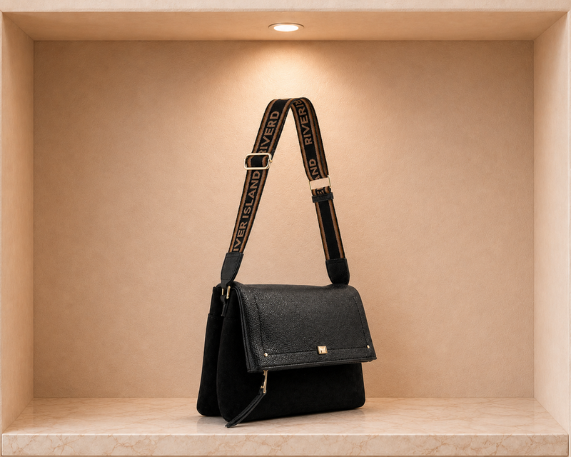River Island Suedette Flap Over Messenger Cross-Body Bag