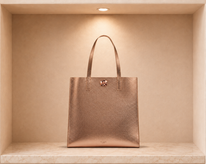Ted Baker ROSMAH Rose Detail Metallic Large Icon Tote Bag - Rose Gold