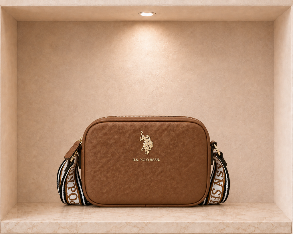 US Polo Assn Classic Zip Crossbody Bag - Tan Gold - USPOL-0009