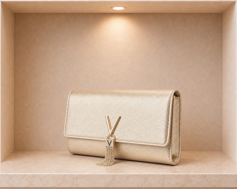 Valentino Bags Divina Pebbled Clutch Bag