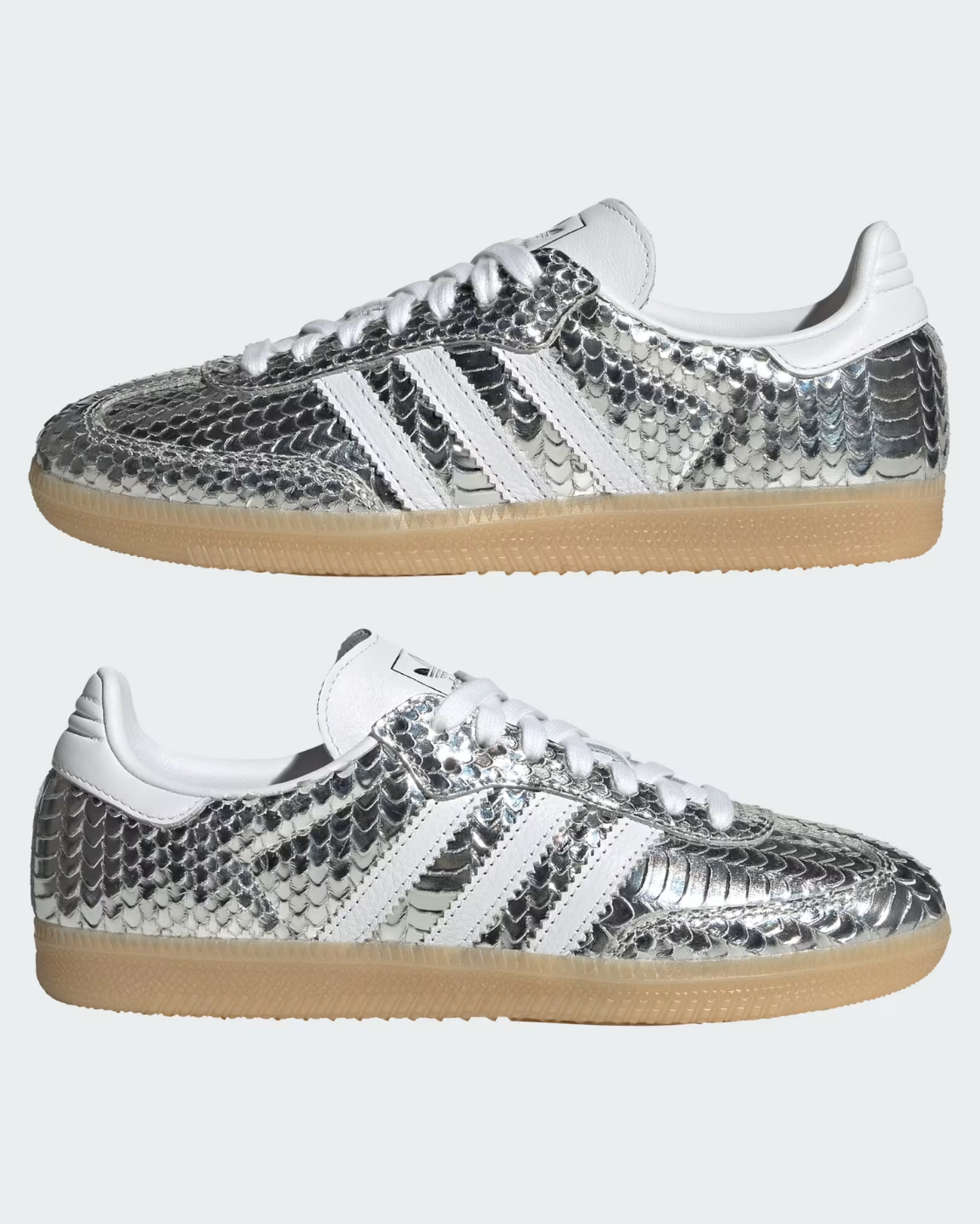 adidas Originals Samba Patent Snakeskin Shoes - Silver Metallic - image 4