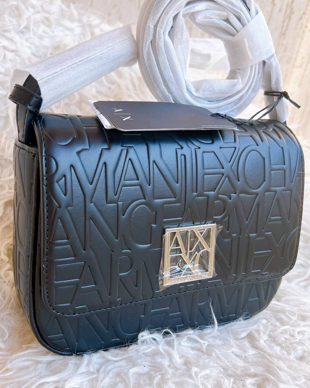 Armani Exchange Embossed Logo Flap Crossbody Bag - image 2