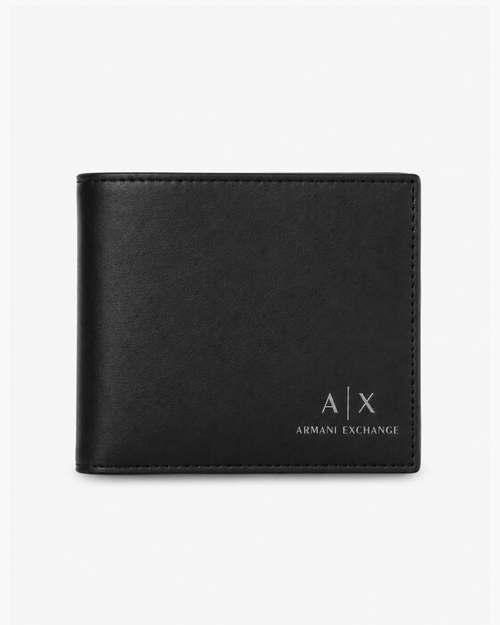 Armani Exchange Men's Essential Plain Printed Logo Bi-Fold Wallet - Nero Black - image 1