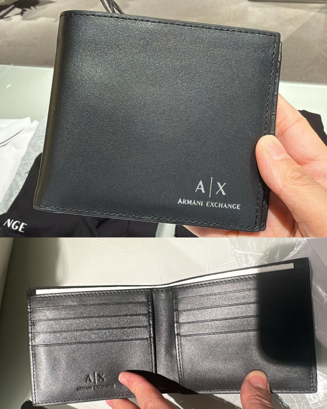 Armani Exchange Men's Essential Plain Printed Logo Bi-Fold Wallet - Nero Black - image 2