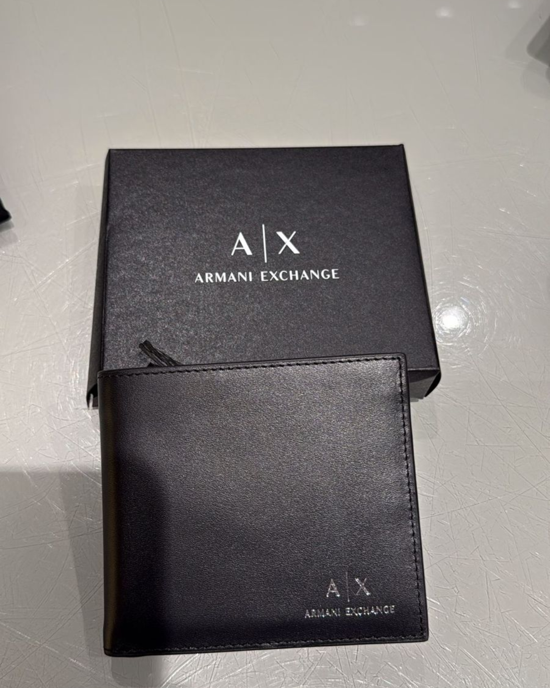 Armani Exchange Men's Essential Plain Printed Logo Bi-Fold Wallet - Nero Black - image 3
