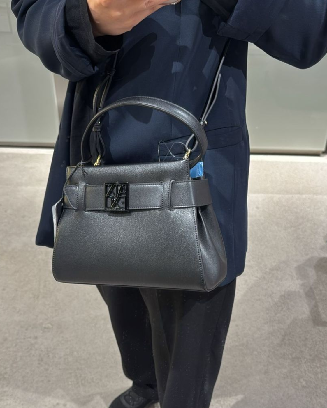 Armani Exchange Susy Medium Top-Handle Satchel Bag - Black - image 2