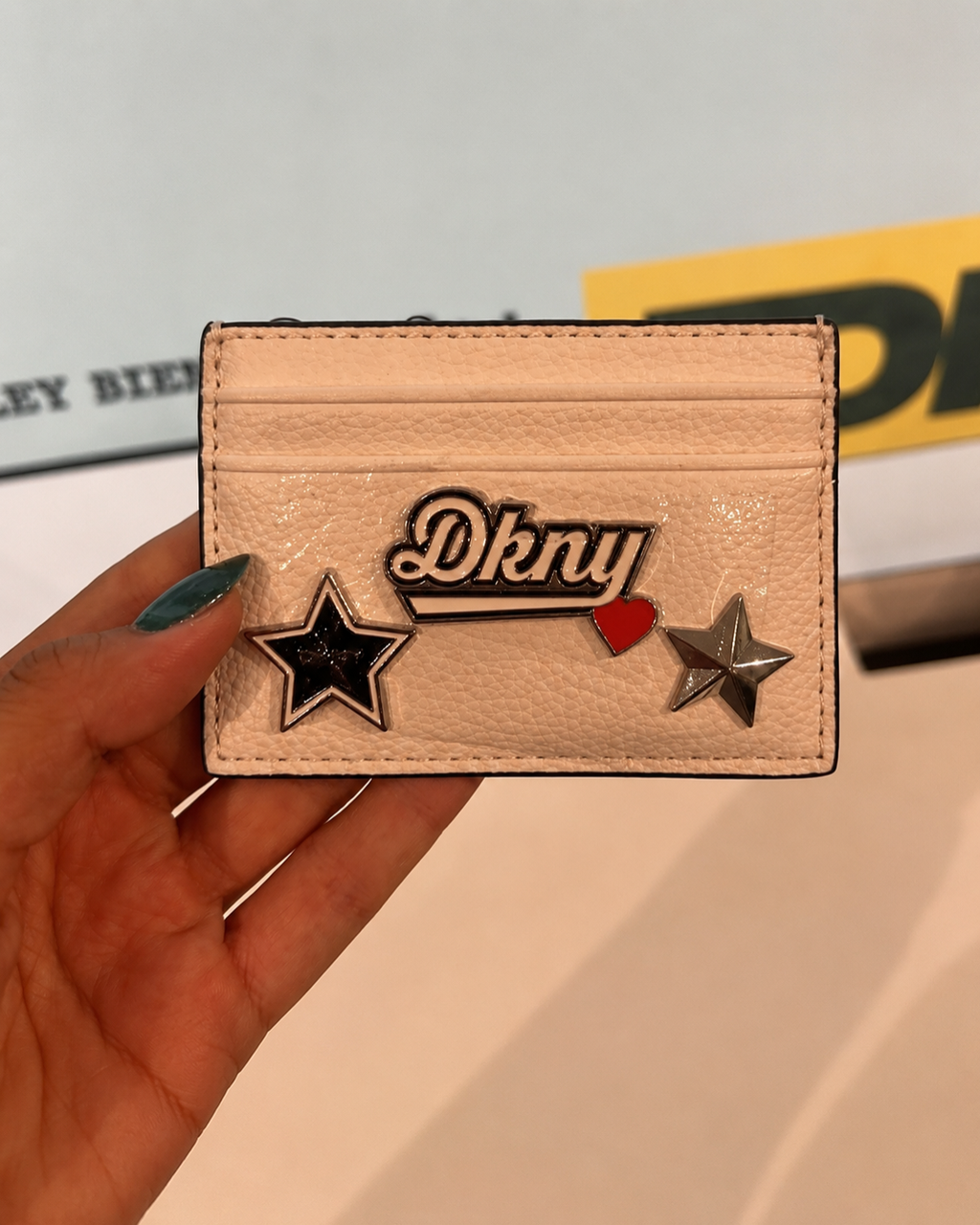 DKNY Etta Varsity Badge Multi-Slot Card Case - Marshmallow White / Silver - image 2