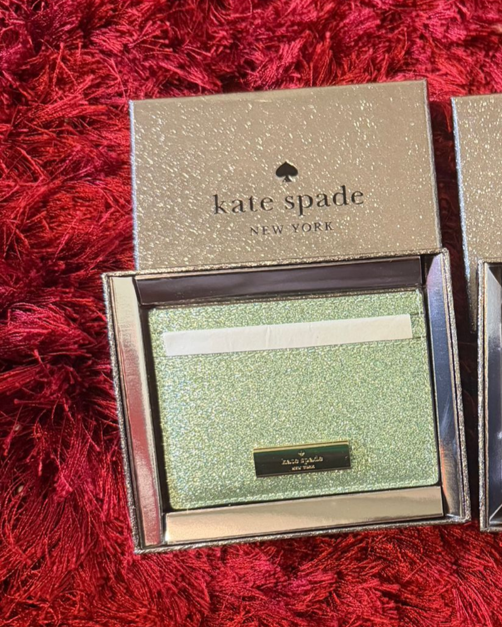 Kate Spade Kenzie Boxed Glitter Small Cardholder - Seawater Green - image 2