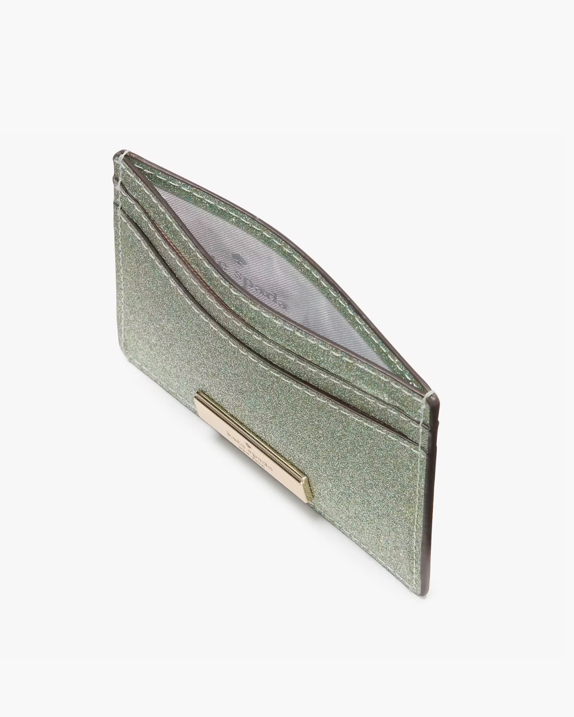 Kate Spade Kenzie Boxed Glitter Small Cardholder - Seawater Green - image 3