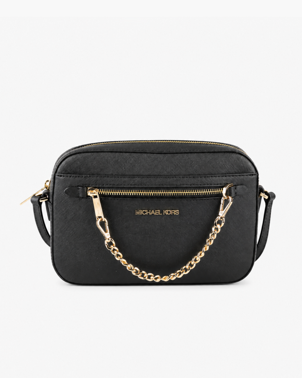 Michael Kors Jet Set Large Saffiano Leather Crossbody Bag - Black / Gold hardware - image 1