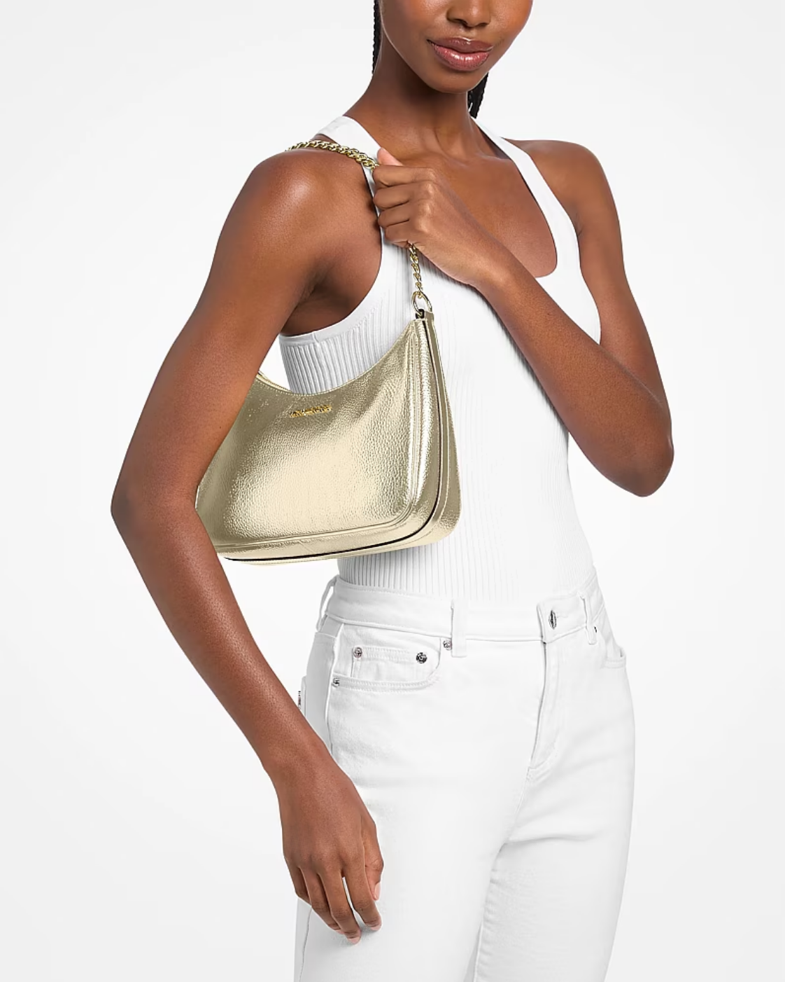 Michael Kors Jet Set Travel Metallic Convertible Crossbody Bag - image 2