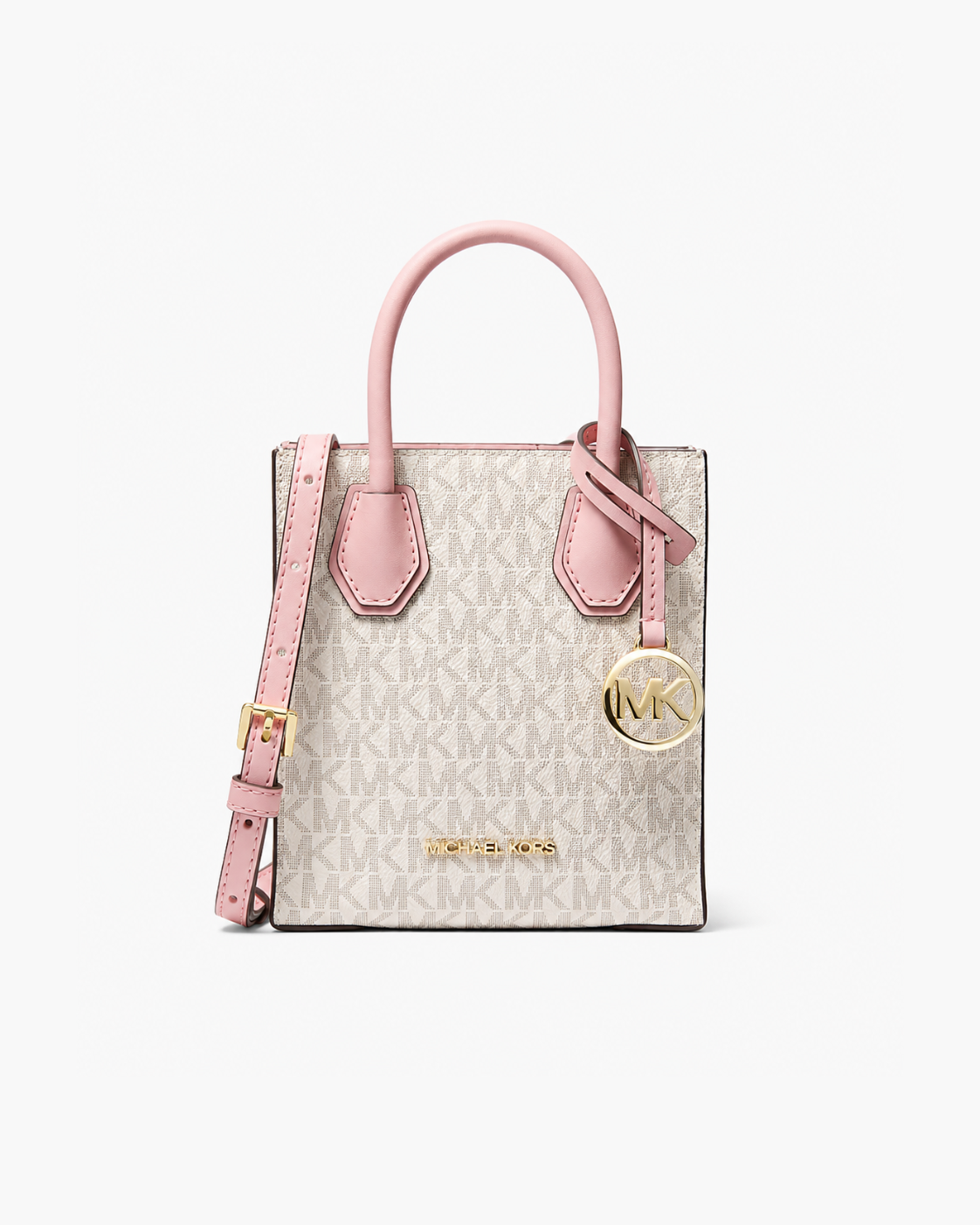 Michael Kors Mercer Small Logo and Leather Crossbody Bag - Signature Vanilla - image 1