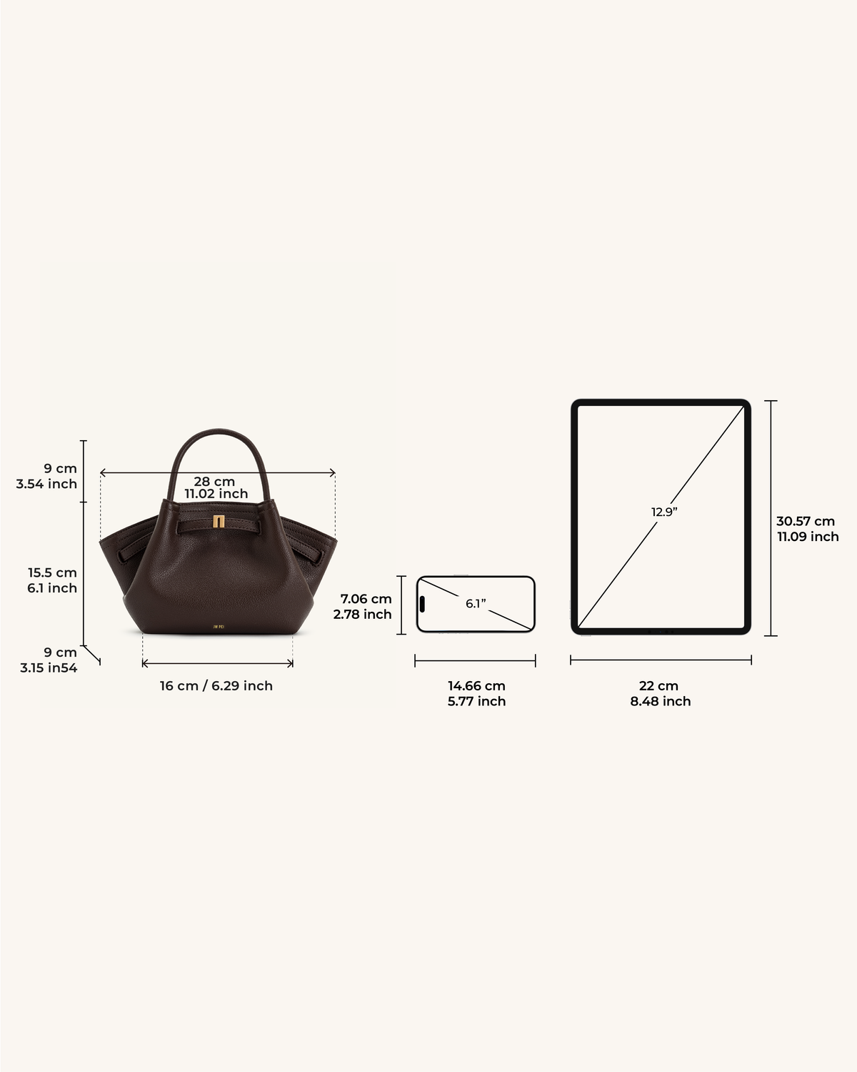 JW PEI Hana Mini Tote Bag - Dark Brown