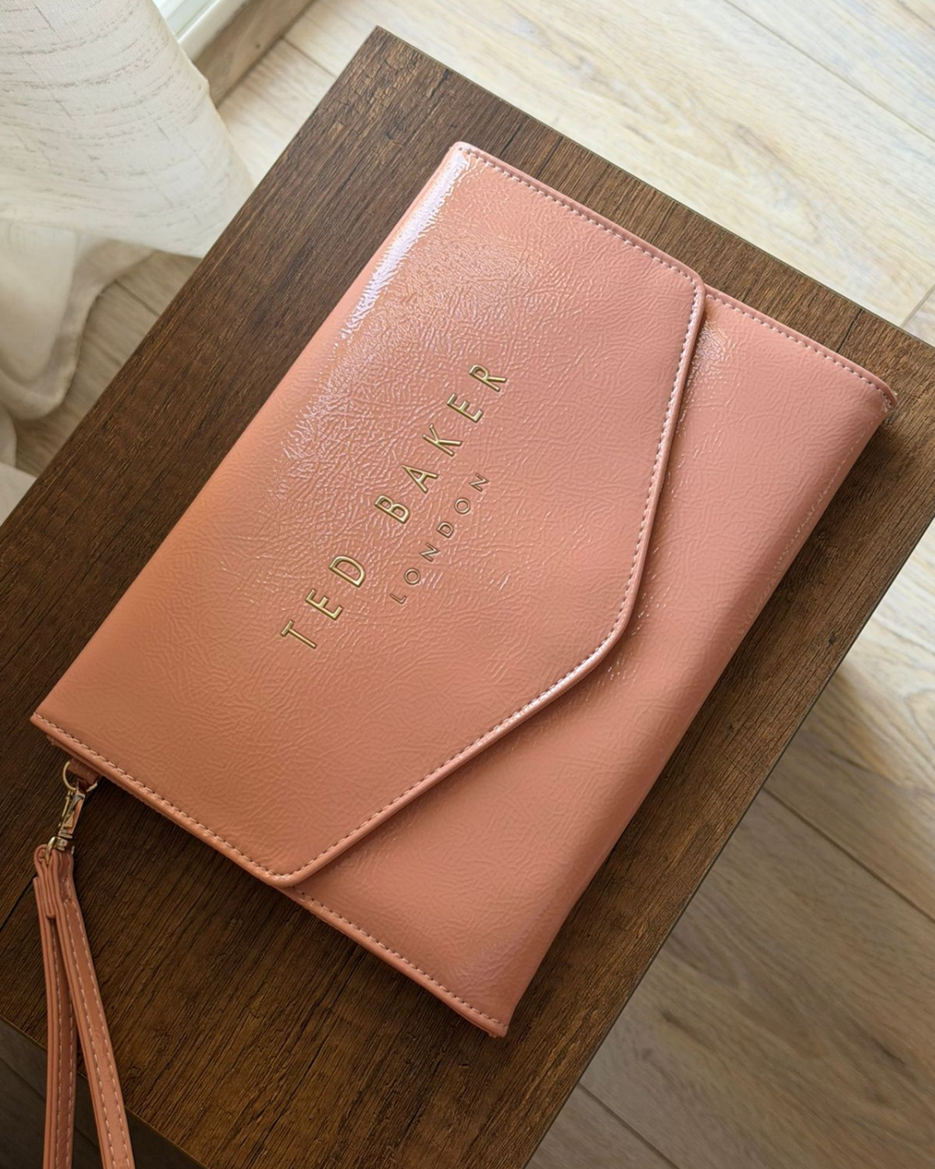 Ted Baker CRINKIE Patent Envelope Clutch Bag - Light Pink - image 3