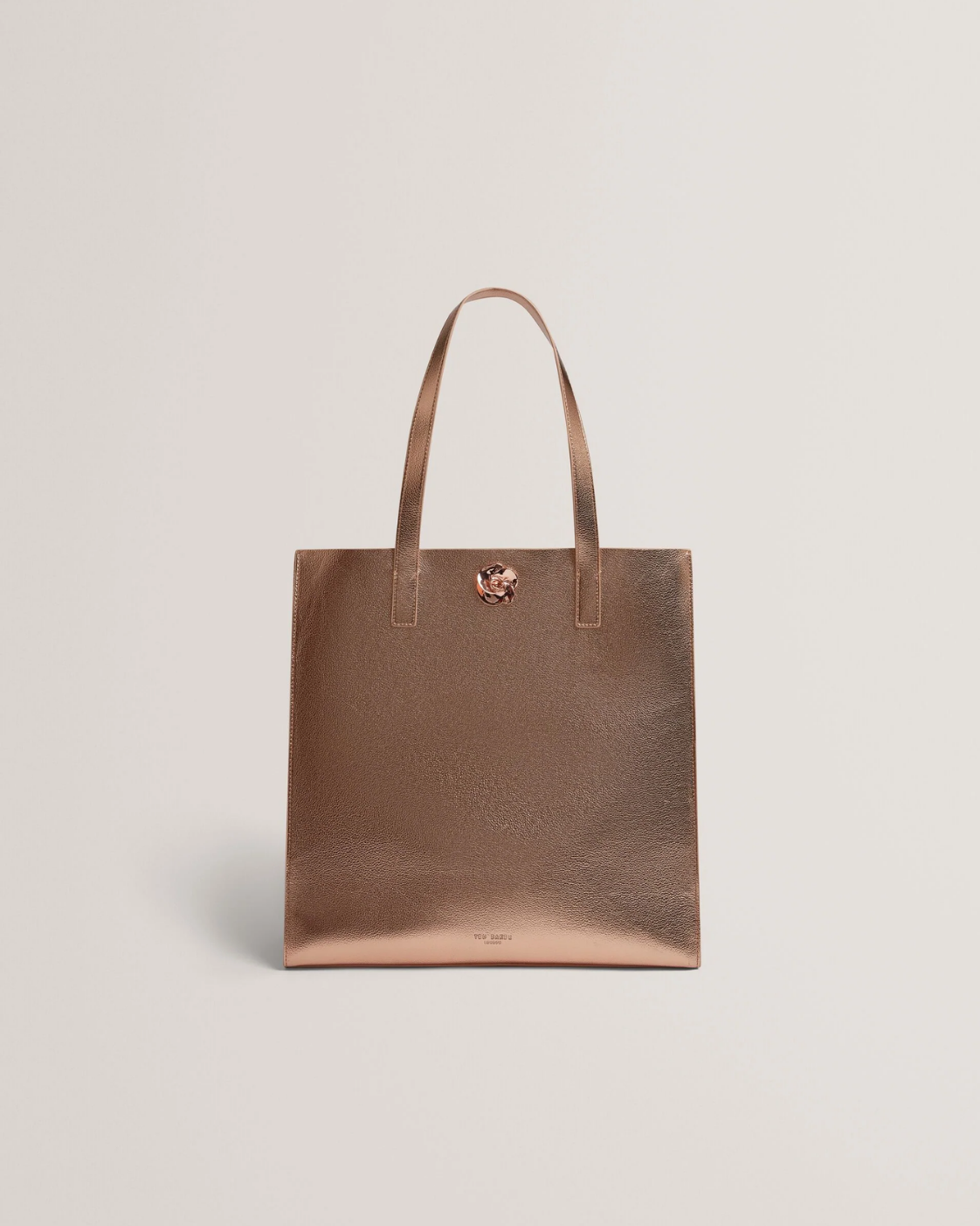 Ted Baker ROSMAH Rose Detail Metallic Large Icon Tote Bag - Rose Gold - image 1