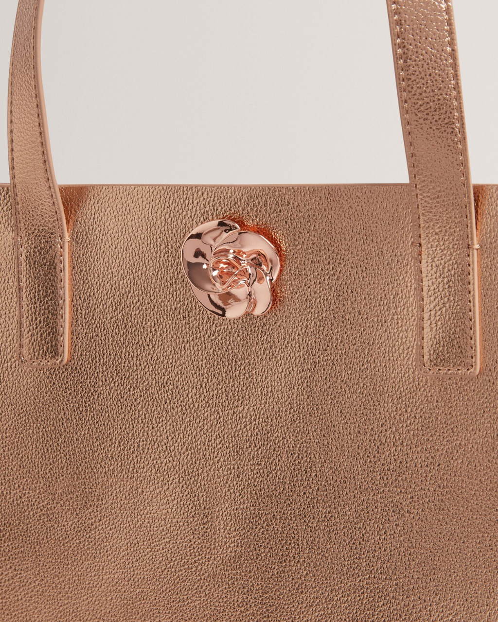 Ted Baker ROSMAH Rose Detail Metallic Large Icon Tote Bag - Rose Gold - image 3